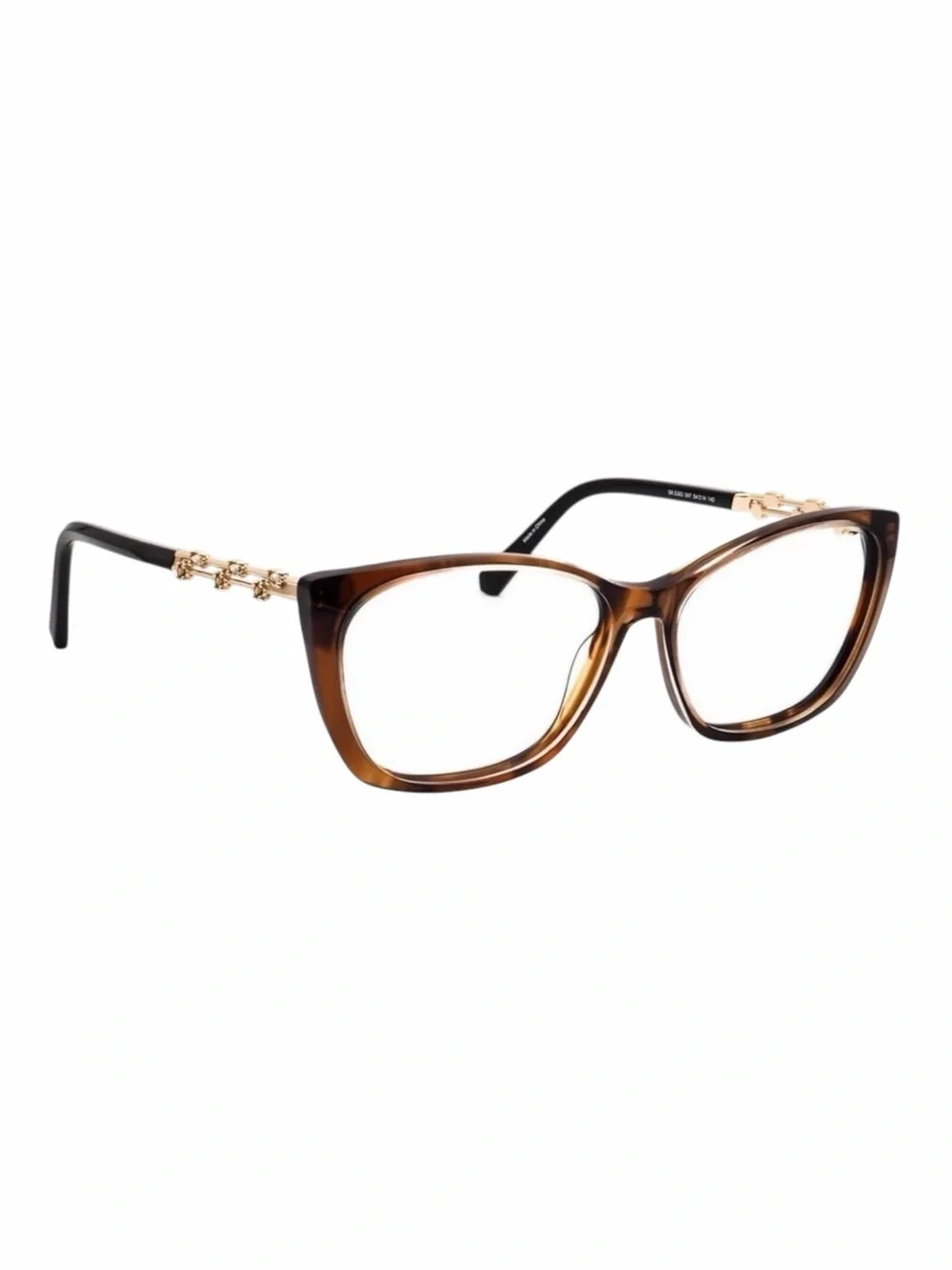 Swarovski SK5383 Cat Eye Eyeglasses NWT Brown Havana Gold Crystal Frames 54mm